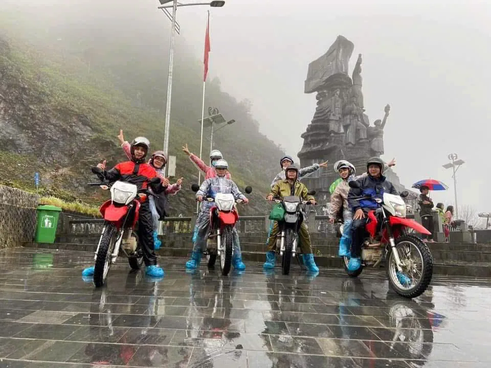 Riding through the rain in full protective gear